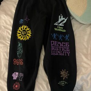Obey Kids Black Joggers with Colorful Graphics